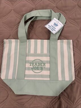 Striped Canvas Tote Bag from Trader Joe’s in Sage Green